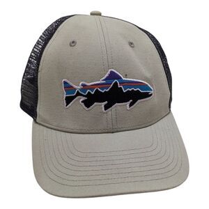 Patagonia Fitz Roy Fish Trout Mesh Trucker Snapback Hat Cap‎ Adjustable